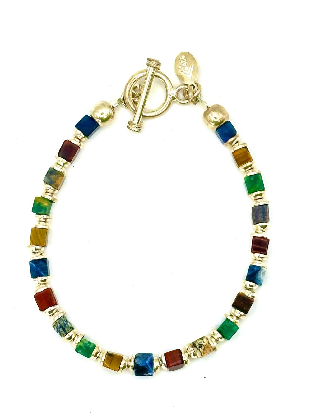 Silpada Vintage Retired B0817 Sterling Silver Multi Stone Cube Bracelet